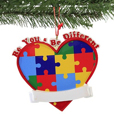 Heart-Shaped Multicolor Resin Autism Awareness Ornament