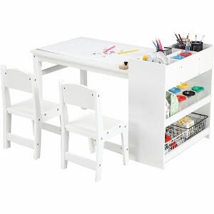 Drawing Table, Kids Art Table Set With Chairs And Storage Racks, for Children's Crafting, Painting, for Nursery, Kindergarten - 1 of 4