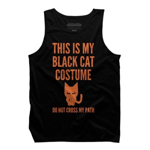 Men's Design By Humans Halloween Introvert Black Cat Costume By Commykaze Tank Top - 1 of 4