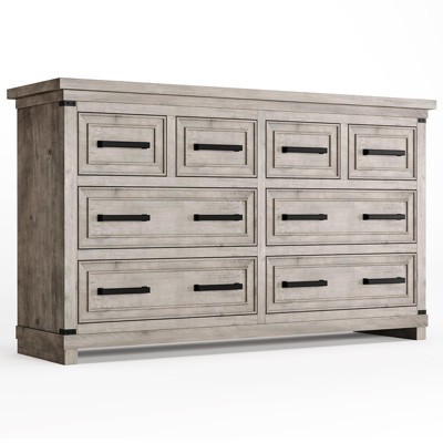 Farmhouse 8 Drawer Dresser for Bedroom, Rustic Wood Chest of Drawers, Large Storage Organizer for Closet, Living Room, Hallway