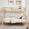 MAYEERTY Twin over Full Bunk Bed with Ladder, Wooden Bed Frame with High Guardrail and Ladder for Kids, No Box Spring Needed, Natural - 2 of 4