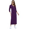 Coolmee Women Casual Maxi Dress Quarter-Zip Neck 3/4 Sleeve Slim Slit Pullover Hoodie Long Dress with Front Pocket - 2 of 4