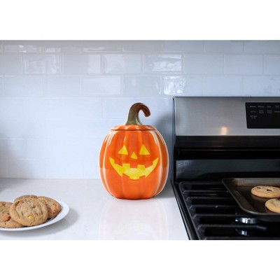 100 North Dolomite Ceramic 10.5 x 7.9 Halloween Cookie Jar with Airtight Lid: Kitchen Canisters, Pet Treat Containers & Fall Candy Dish, Pumpkin — фото 5