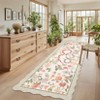 Washable Scalloped Living Room Rugs, Floral Snake Print Farmhouse Bedroom Carpet, Non Slip Low Pile Dining Room Rugs - 4 of 4