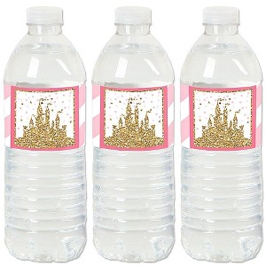 Big Dot of Happiness Little Princess Crown - Pink and Gold Princess Baby Shower or Birthday Party Water Bottle Sticker Labels - Set of 20 - 1 of 4