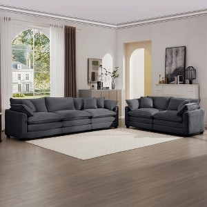 2-Piece Corduroy Upholstered Living Room Sofa Set with 2-Seater Sofa and 3-Seater Sofa - 1 of 4