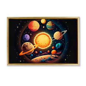 Stupell Industries Round Cosmic Solar System Floating Frame Canvas Art - 1 of 4