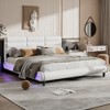 TiramisuBest King Size Upholstered Platform Bed with LED Light Strips,Beige - 2 of 4