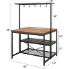 COZONY 42 Inch Kitchen Island with Storage 3 Tier Shelves Bakers Rack Microwave Stand with Seating 5 Hooks - 2 of 4