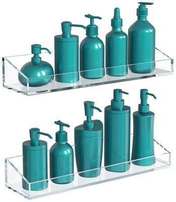 Vdomus Acrylic Transparent Wall Mounted Bathroom Shelves, 2-pack : Target