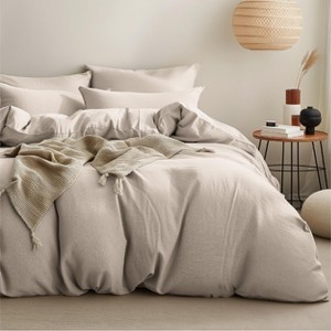 Bedsure-Jersey Knit 100% Cotton Soft Zipper Closure Duvet Cover Set - 1 of 4