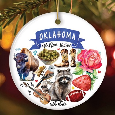 Artistic Oklahoma State Themes and Landmarks Christmas Ornament| OrnamentallyYou