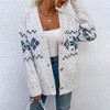 Women'S Christmas Snow crystal Sweater with Single-Breasted Design and Pocket - 2 of 3