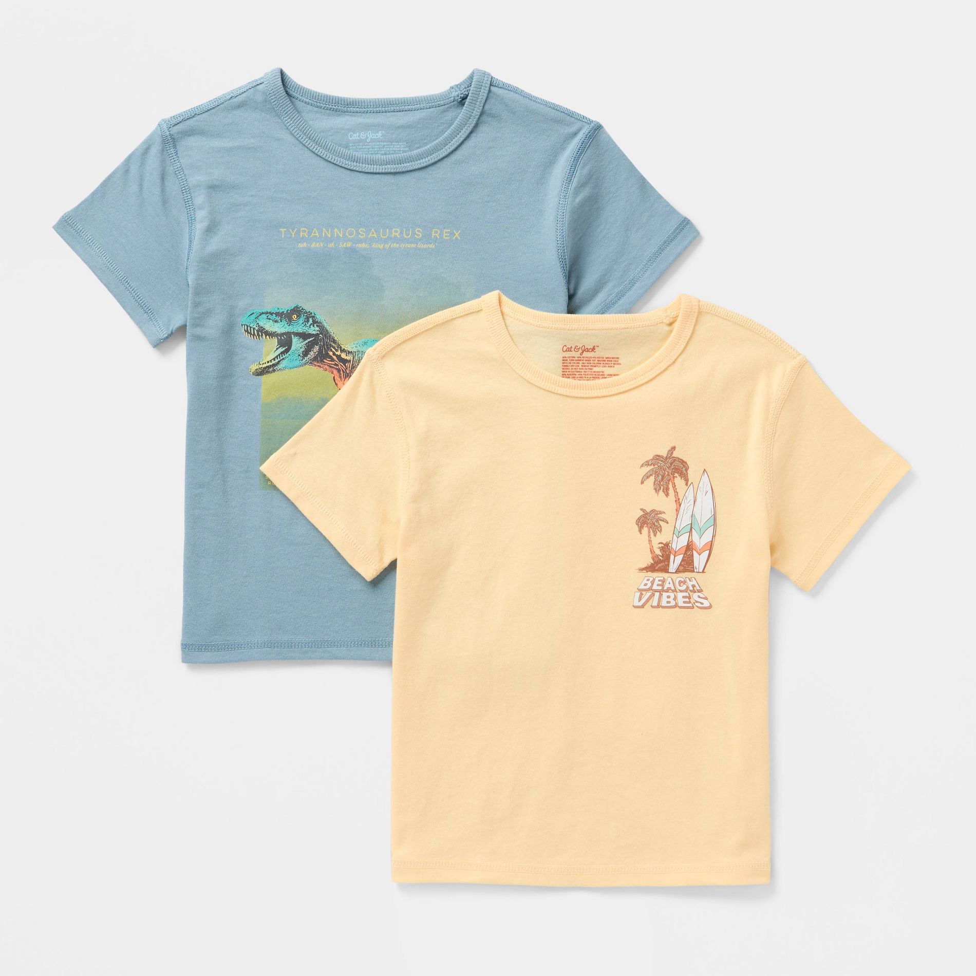 Toddlers' 2pk Adaptive Short Sleeve Graphic T-Shirt - Cat & Jack™ Gold/Gray/Blue