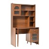 L Shaped Computer Desk With Hutch, Office Desk with 90 Degree Rotating Desktop, Corner Gaming Desk with Storage, Writing Table for Home Office - 3 of 4