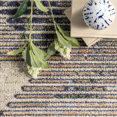 Adrienne Gray and Beige Abstract Synthetic Area Rug