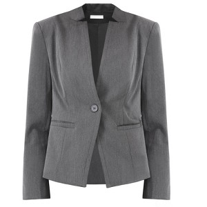 Hobemty Women's Professional Blazer Collarless Formal Work Business Suit Jacket - 1 of 4