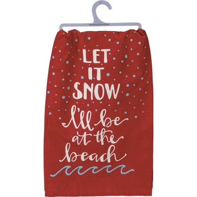 Decorative Towel 28.0" Let It Snow  I'm At The Beach 100% Cotton Kitchen Ocean Sand  -  Kitchen Towel