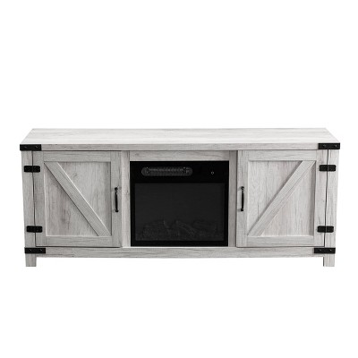 58" TV Stand for TVs up to 65" with Electric Fireplace Oak - Home Essentials