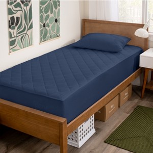 Bare Home Quilted Hypoallergenic Down Alternative Fiberfill Fitted Mattress Pad - 1 of 4