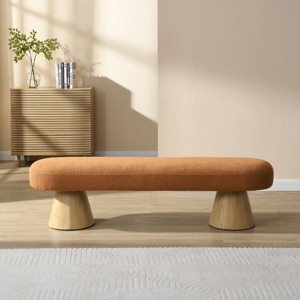 64" Modern Upholstered Ottoman Bench with Thick Foam Cushion for Versatile Seating in Entryway or Bedroom -3irtyhousy - 1 of 4