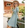 Coolmee Women's Dress Floral Wrap V Neck Pleated Dress Short Lantern Sleeve Flowy A Line Midi Dress with Belted - 2 of 4