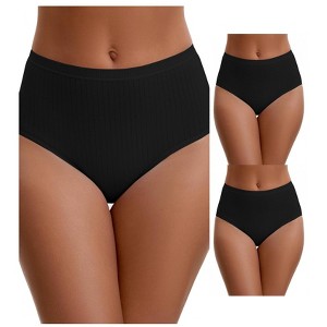 INSPIRE CHIC Women's Cotton High Waist Briefs Breathable Underwear, Available in Plus Size 3 Packs - 1 of 4