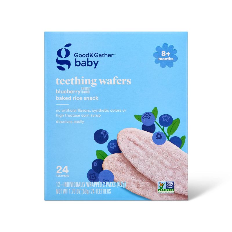 Blueberry Teething Wafers Baby Snacks - 1.76oz/12pk - Good &#38; Gather&#8482;, 1 of 6