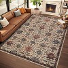 Acekool Washable Area Rug 5x7, Soft Vintage Non Slip Boho Low Pile Indoor Carpet for Living Room Bedroom Dining, Easy Care, Beige - 2 of 4