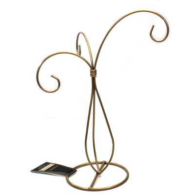 Christmas 10.75" Gold 3-Arm Ornament Stand Displayer Halloween Easter  -  Decorative Easels Or Stands