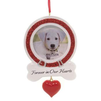Holiday Ornament Forever In Our Heart Dog Frame  -  One Ornament 4.75 Inches -  Photo Loved Pet  -  W8431  -  Plastic  -  Multicolored