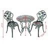 Costway Patio Furniture Cast Aluminum Rose Design Bistro Set Antique Green (Green) - image 2 of 4