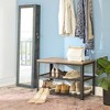 28.7" Shoe Rack Bench 3-Tier Shoe Shelf Storage Bench with Metal Mesh Shelves and Seat Shoe Rack - 3 of 4