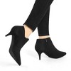 Allegra K Women's Pointed Toe Kitten Heel Cut-out Ankle Boots - 2 of 4