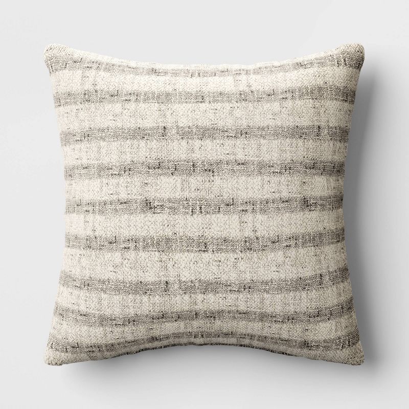 Woven Striped Square Throw Pillow Black/Ivory - Threshold&#8482;, 1 of 9