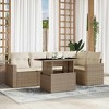 vidaXL 6 Piece Patio Sofa Set with Cushions Beige and Cream Poly Rattan - Without Storage - 2 of 4