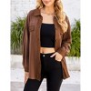 Women's Polar Fleece Shirt Jacket, Button - Down Long - Sleeve Coat with Chest Pockets, Casual Fall & Winter Outerwear - 2 of 4