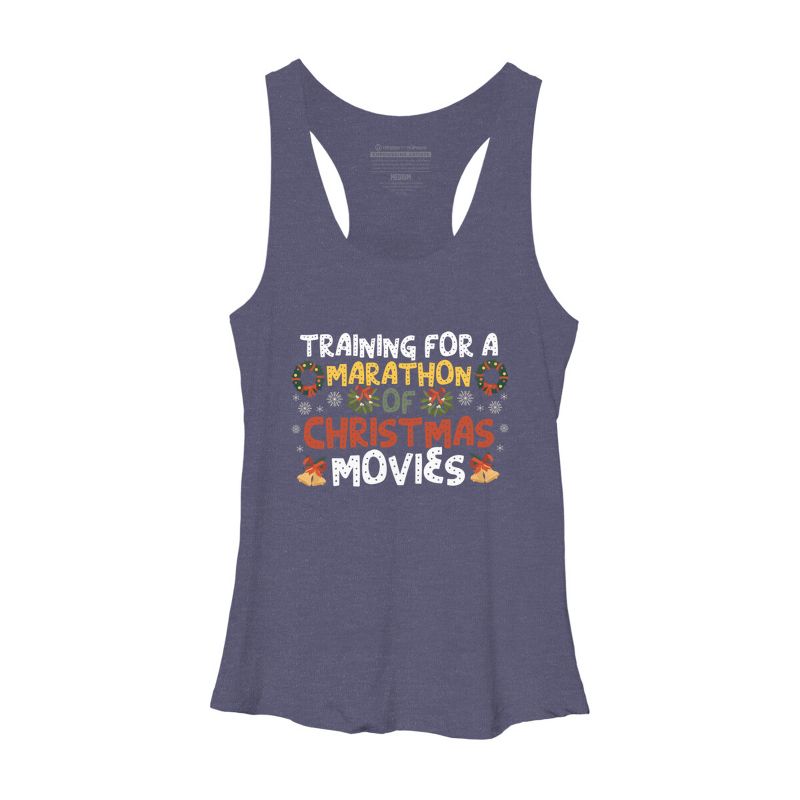 Women's Design By Humans Training For A Marathon Of Christmas Movies By Thingsandthings Racerback Tank Top, 1 of 4