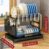 TOBILI Lakecy Over Sink Dish Rack Double Layer Stainless Steel with Auto Drain Drip Tray and Cutlery Holder Space Saving Black - 2 of 4