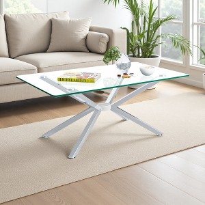 39.37" Glass Coffee Table with Gold Metal Legs - 1 of 4