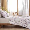 Reversible Daffodil Quilt King Purple Floral Leaves Bedspread Lightweight Soft Flower Bedding Summer Botanicals Coverlet Blanket - 3 of 4