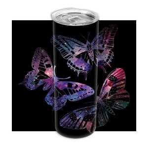Watercolor Glittered Purple Pink Monarch Butterfly Pattern 20 ounce Stainless Steel Travel Tumbler with Lid For Your On The Go Beverages - 1 of 4