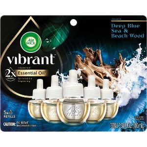Air Wick Vibrant Scented Oil Air Freshener Refills Deep Blue Sea & Beach Wood - 3.38 fl oz/5pk - 1 of 4
