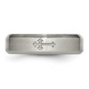 Black Bow Jewelry 6mm Titanium Recessed Cross Beveled Edge Standard Fit Band - 4 of 4
