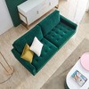 DOMETOUR Modern 71 Inch Velvet Loveseat Sofa with 2 Pillows, Emerald Fabric Couch for Living Room Bedroom - 2 of 4