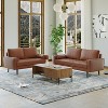 Luige 2 Piece Mid-Century Modern Square Arm Faux Leather Sofa and Loveseat Set - Tree City - 2 of 4