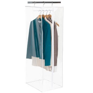 Garment Bag - Clear Hanging Closet Organizer - Durable Zippered Cover with Rod Protects Dresses, Suits, and Jackets from Dust and Moist - 1 of 4