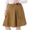 Women's Plus Size Faux Suede High Waisted Elastic Pleated Casual A Line Midi Skirt with Pockets - Agnes Orinda - 2 of 4
