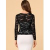 INSPIRE CHIC Women's Tie Front Ruffled Hem Floral Lace Sheer Crop Bolero Shrug - 3 of 4