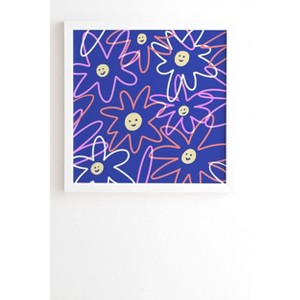 12" x 12" Jenny Chang-Rodriguez Happy Framed Wall Art White/Purple - Deny Designs: Modern Botanical Digital Art, Hardwood Frame - 1 of 4